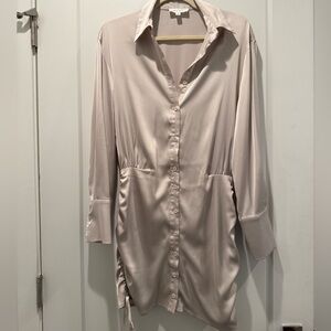 Mable Silk/Satin Button Down mini Dress with side ties size small